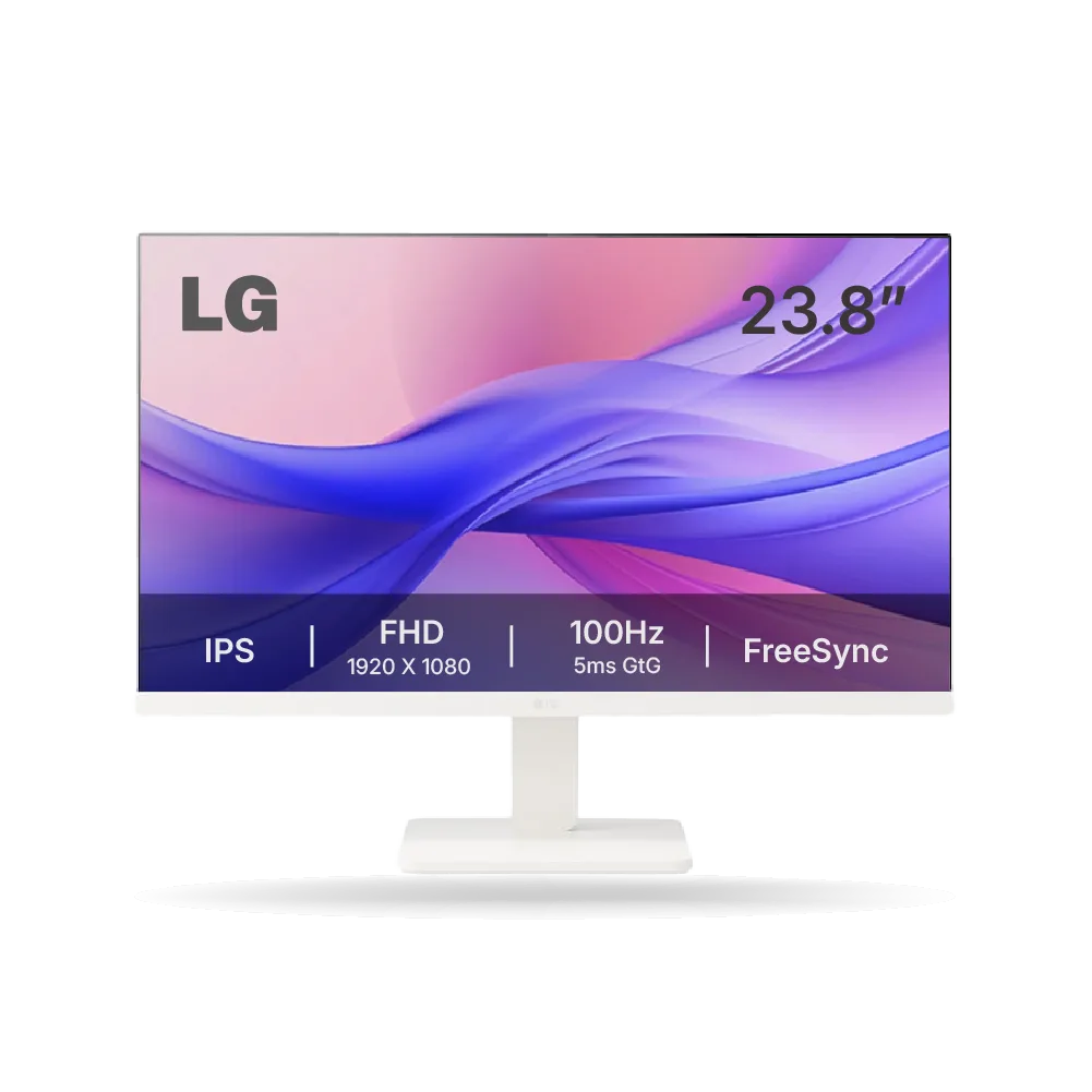 Monitor LG 24MR400-W 23.8″, Blanco, FHD IPS, 100Hz, 5ms, Anti reflejante, 1x HDMI, 1x VGA | 24MR400-W