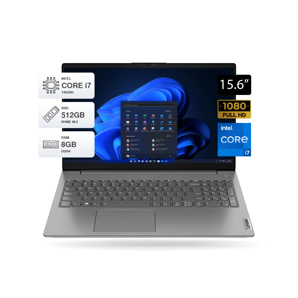 Laptop Lenovo V15 G4 IRU, 15.6" FHD, Core i7-13620H, 8GB DDR4, SSD 512GB M.2, FreeDOS, Gris | 83A100QXLM