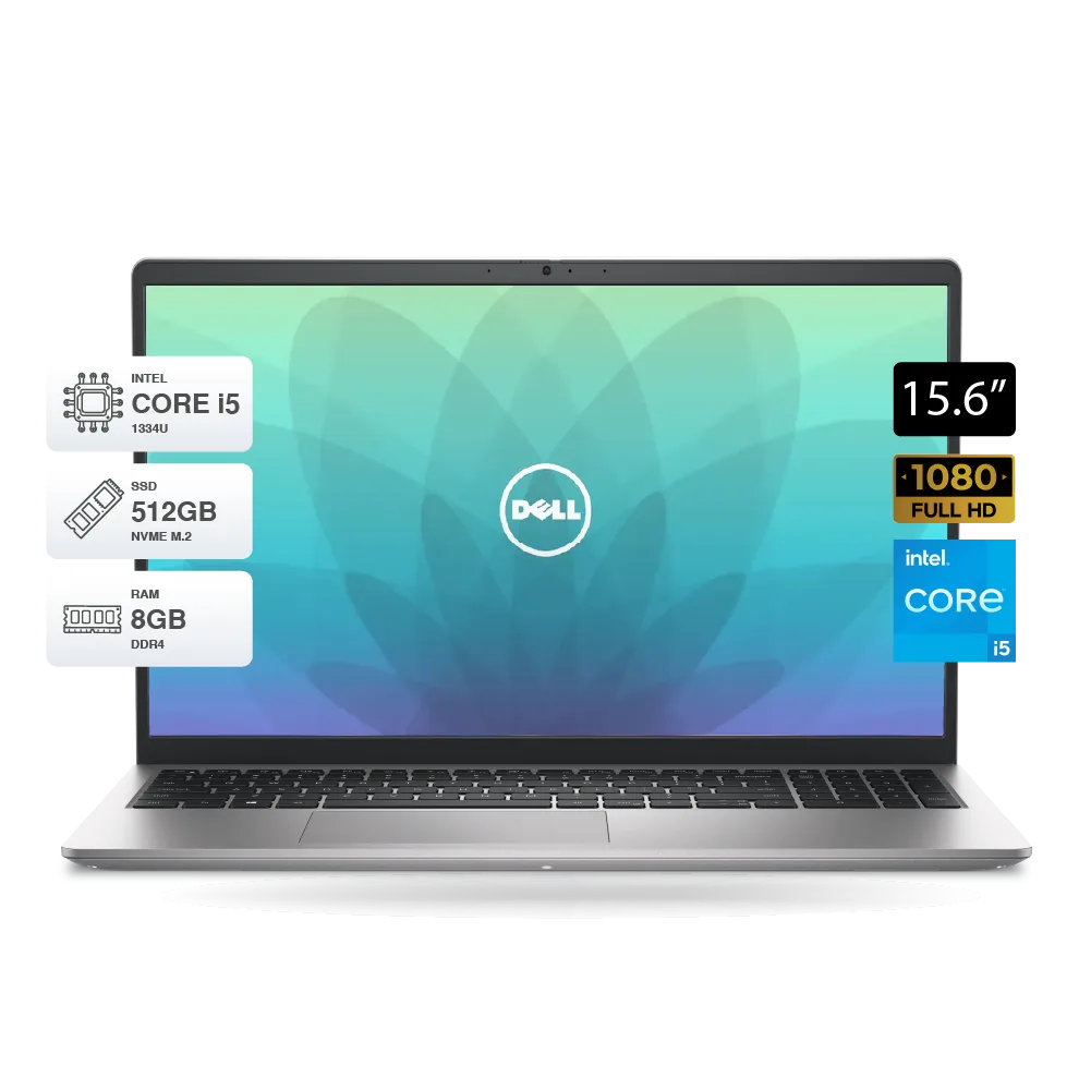 Laptop Dell DC15250 i5 1334U, 15.6" FHD, RAM 8GB DDR4, SSD 512GB M.2, Silver, FreeDos | KD9XK