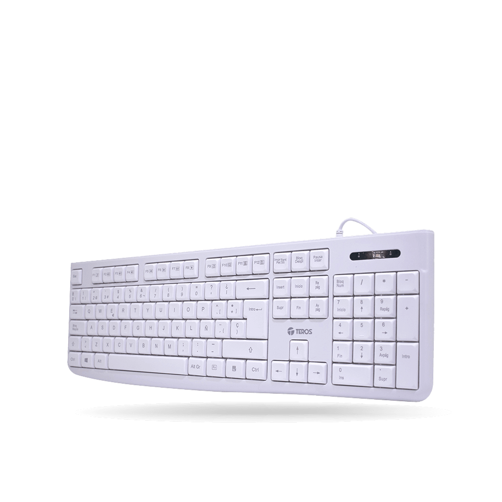 Teclado Teros TE 4069S, con cable, Color Blanco