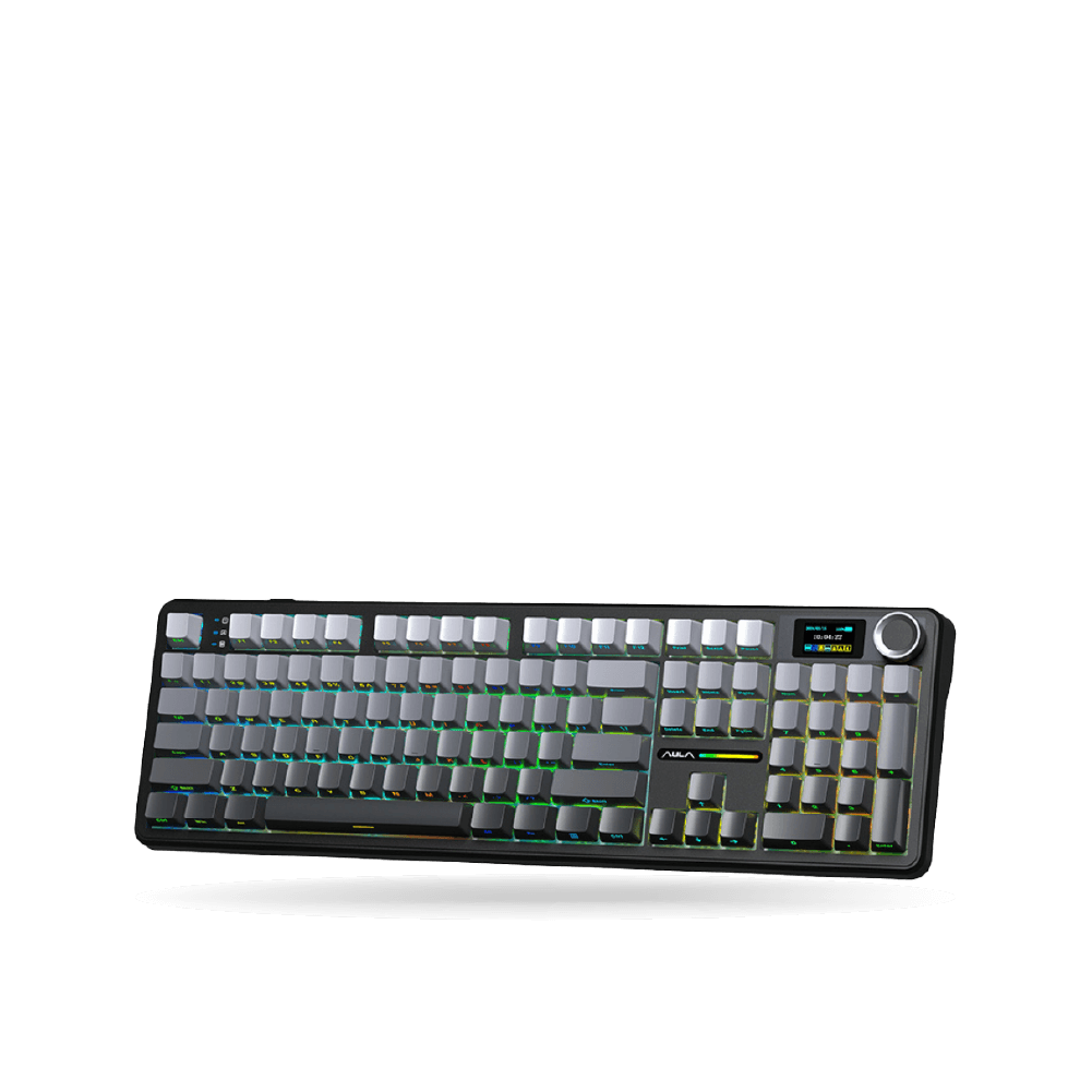 Teclado Mecánico Aula F108 Pro, Eng 100%, Black Degraded, Switch Yellow, Bluetooth, Wireless y Cable | 910-AU-F108PW7EN6