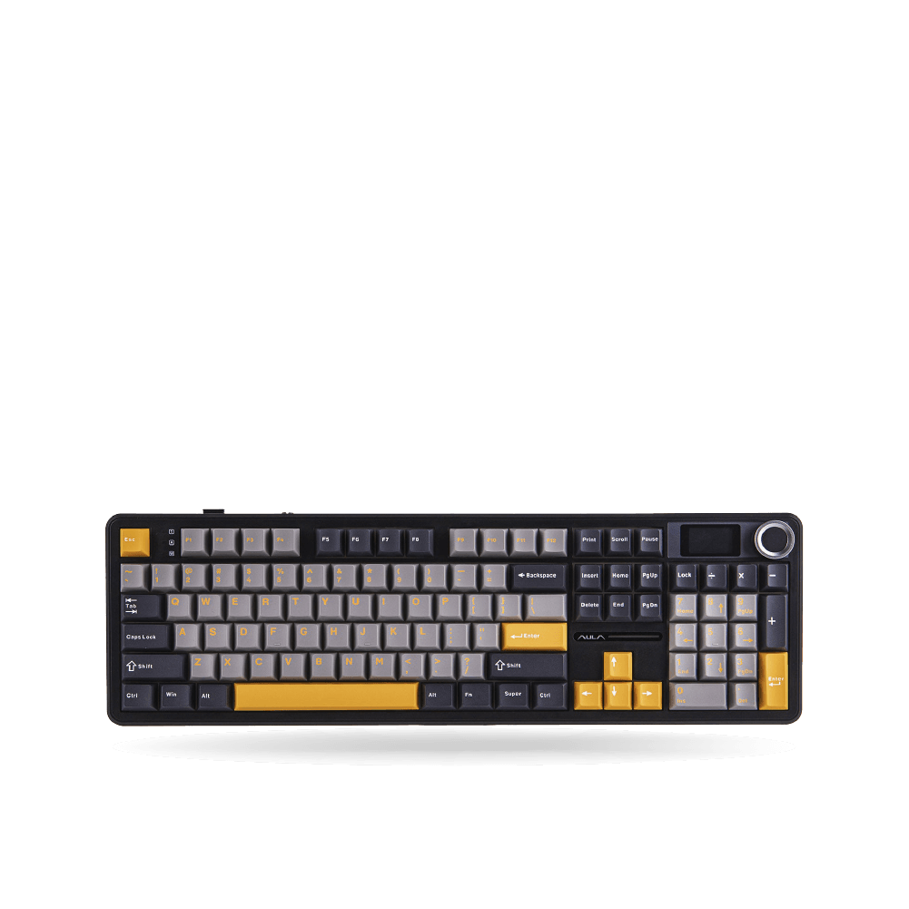 Teclado Mecánico Aula F108 Pro, Eng 100%, Black/Gray/Yellow, Switch Yellow, Bluetooth, Wireless y Cable | 945-AU-F108PW42EN6