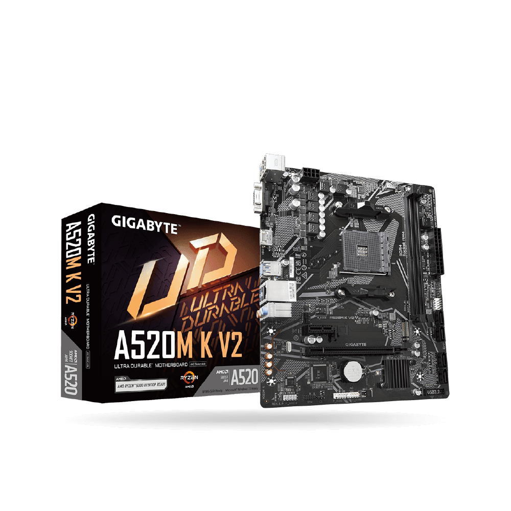 Placa Gigabyte A520M-K V2, Micro ATX, Chipset AMD A520, Socket AMD AM4, x2 DDR4 Hasta 64GB, HDMI - VGA | 9MA52MK2-00-G11