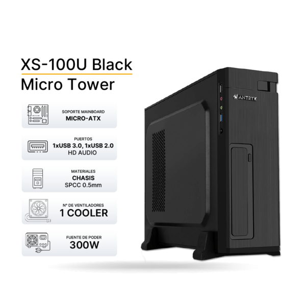 Case Antryx Xtreme Slim XS-100U C/Fuente 300W Black Matx USB 3.0