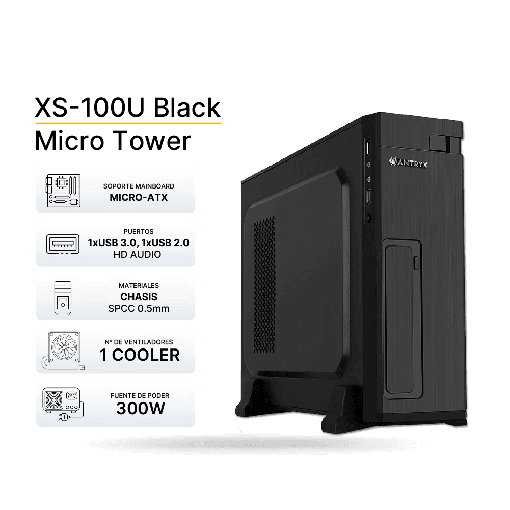 Case Antryx Xtreme Slim XS-100U C/Fuente 300W Black Matx USB 3.0