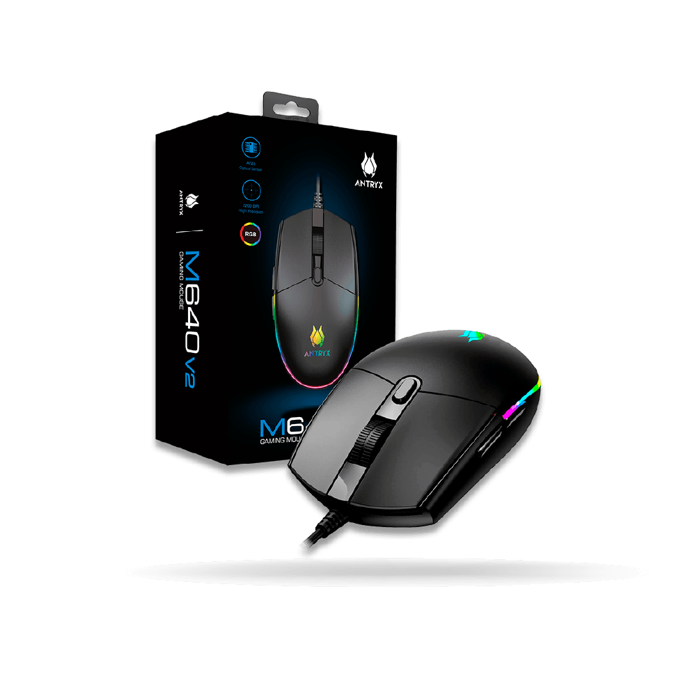 Mouse Gaming ANTRYX M640 V2, DPI 7200, 6 BOTONES, RGB, Ergonomico, USB | AGM-M640KV2