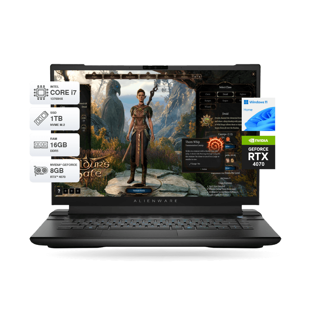 Laptop Gaming Dell Alienware m16 R1, 16" Core i7-13700HX 1TB RTX 4070 Windows 11Home, Black