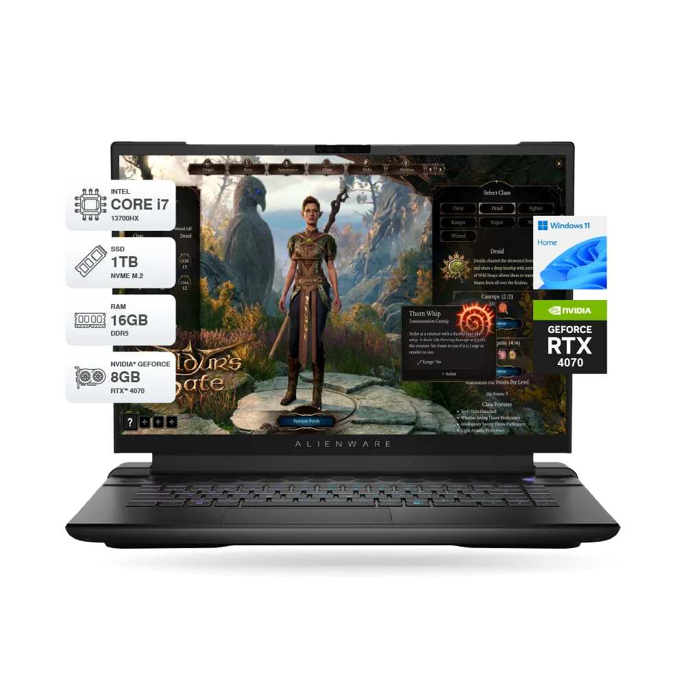 Laptop Gaming Dell Alienware m16 R1, 16" Core i7-13700HX 1TB RTX 4070 Windows 11Home, Black