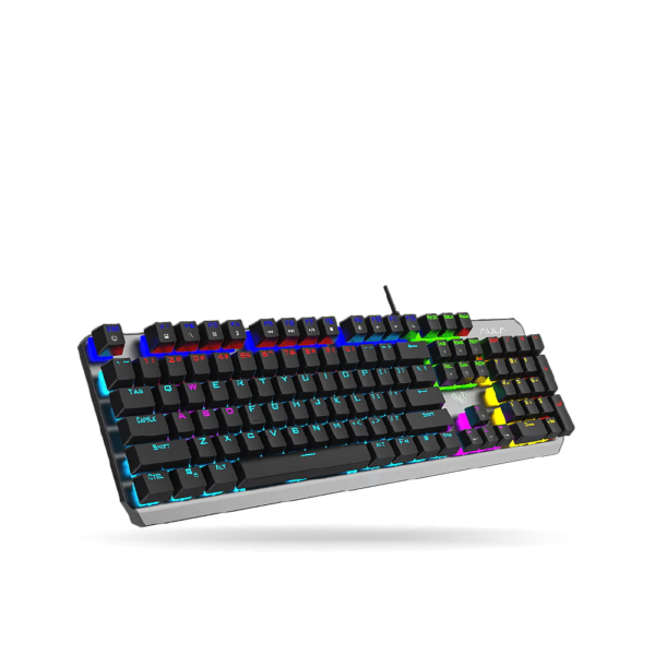 Teclado Mecánico Aula F2066-II Retroiluminado Black/Grey, Switch BLUE, cable, 100%