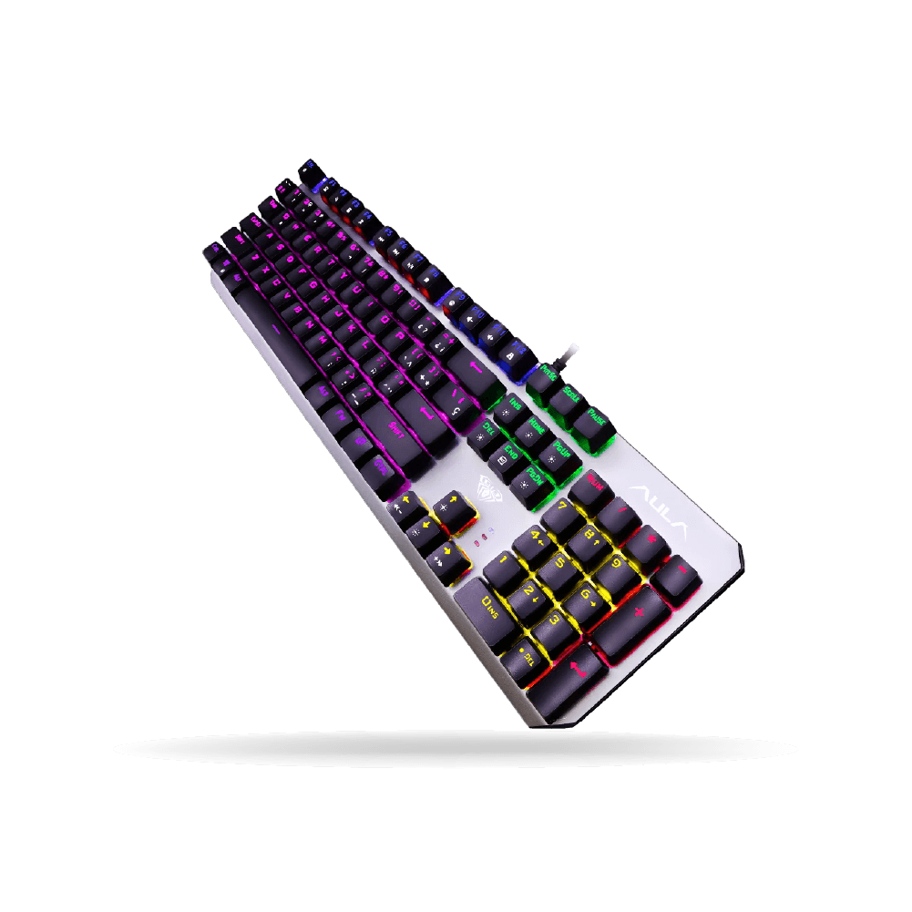Teclado Mecánico Aula F2066-II Retroiluminado Black/Grey, Switch BLUE, cable, 100%