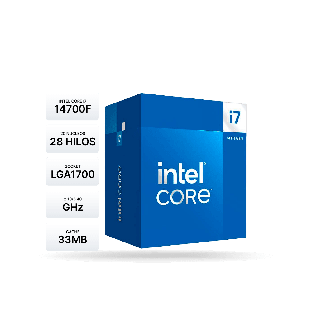 Procesador Intel Core i7-14700F 2.10/5.40GHz, 33MB Caché, LGA1700, 65W/219W