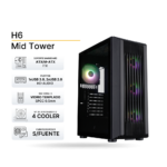 Case Gaming 1ST PLAYER H6 Negro, ATX, 4 Cooler ARGB, Sin Fuente | CA1STH6BLACK