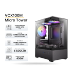 Case Gamer Antec VCX100M Negro 450W, ATX, 5x FAN RGB - CAVCX10P45W
