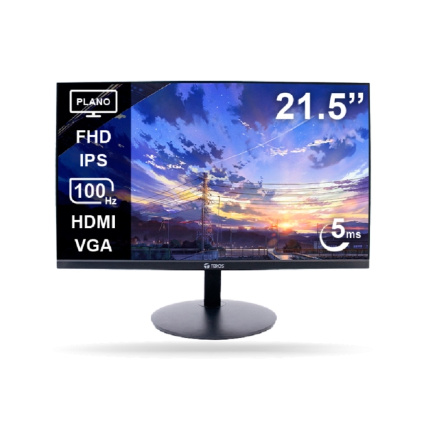 Monitor Teros 21.5" FHD IPS, 100Hz 5ms, Negro, 1xVGA, 1xHDMI