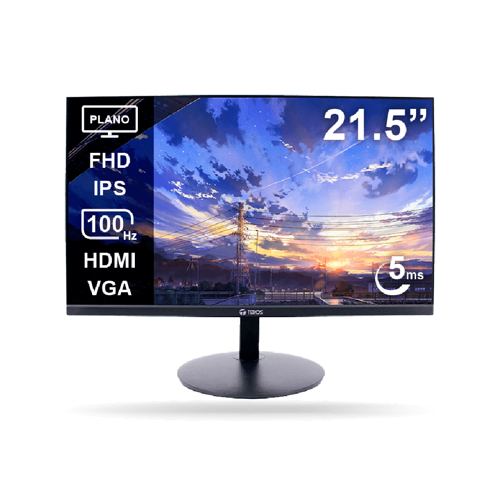 Monitor Teros 21.5" FHD IPS, 100Hz 5ms, Negro, 1xVGA, 1xHDMI
