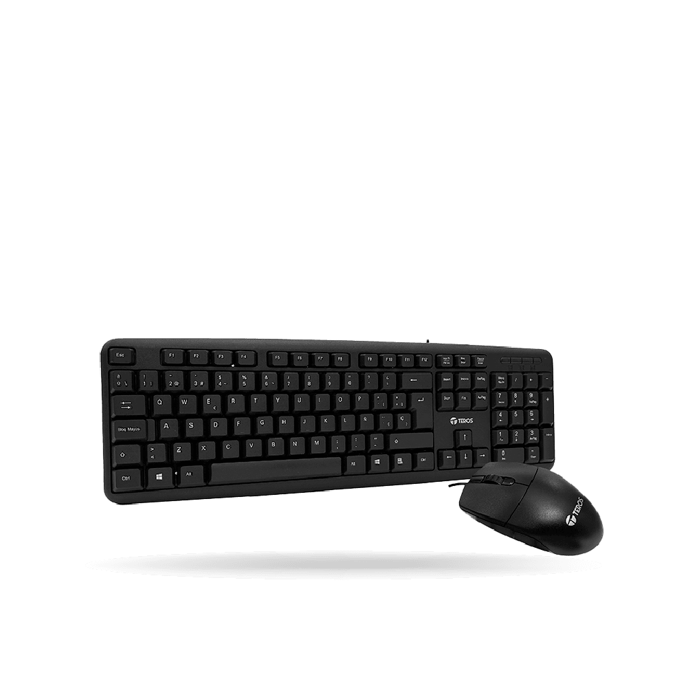Kit Teclado y Mouse Teros TE4062N, USB, acabado elegante, Negro, Español, Óptico.