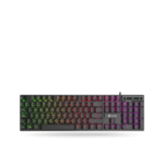 Teclado gamer Teros TE-4072G, RGB, cableado USB, negro