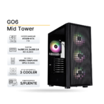 Case Gaming 1ST PLAYER Go6 (Negro), ARGB, ATX, 3x FAN 120mm, sin fuente | GO6-BK-4F7S7