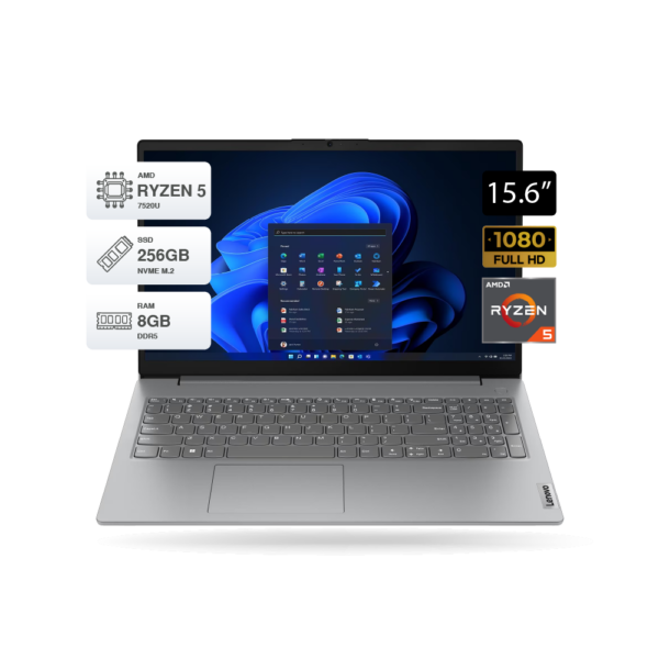 Laptop Lenovo V15 G4 AMN Ryzen 5 7520U 8GB DDR5 256GB SSD 15.6 FHD Artic Grey 15 Laptop Lenovo V15 G4 AMN 15.6" FHD AMD Ryzen 5 7520U, RAM 8GB DDR5, SSD M.2 256GB, FreeDOS, Artic Grey | 82YU00X6LM