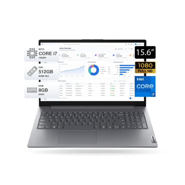 Laptop Lenovo V15 G5 IRL 15.6" FHD i7 13620H, RAM 8GB DDR5, SSD M.2 512GB, FreeDOS, luna Grey | 83GW005GLD 19 83GW005GLD 1