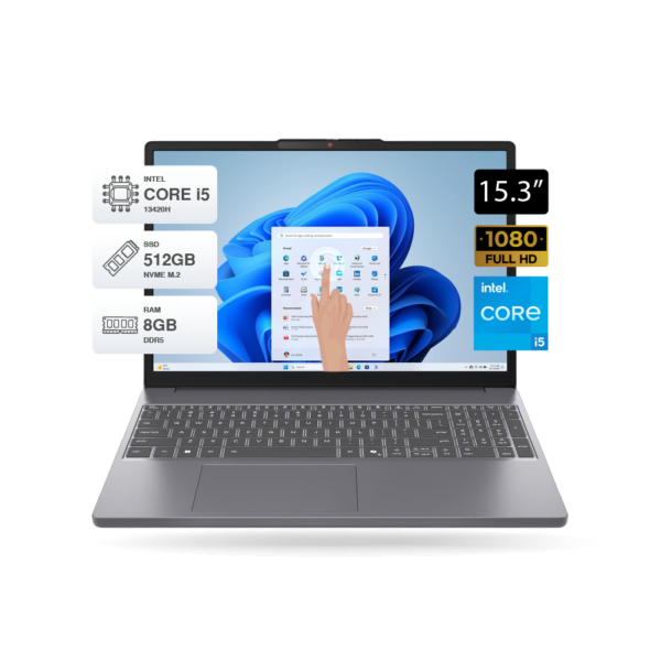 Laptop Lenovo Idea Pad Slim 3 15IRH10 Core i5-13420H, 8GB DDR5, 512GB, Pantalla 15.3 TOUCH, FreeDOS. 83K10152LM 16 Laptop Lenovo IPS3 15IRH10 Core i5-13420H, 8GB DDR5, 512GB, Pantalla 15.3 TOUCH, FreeDOS. 83K10152LM