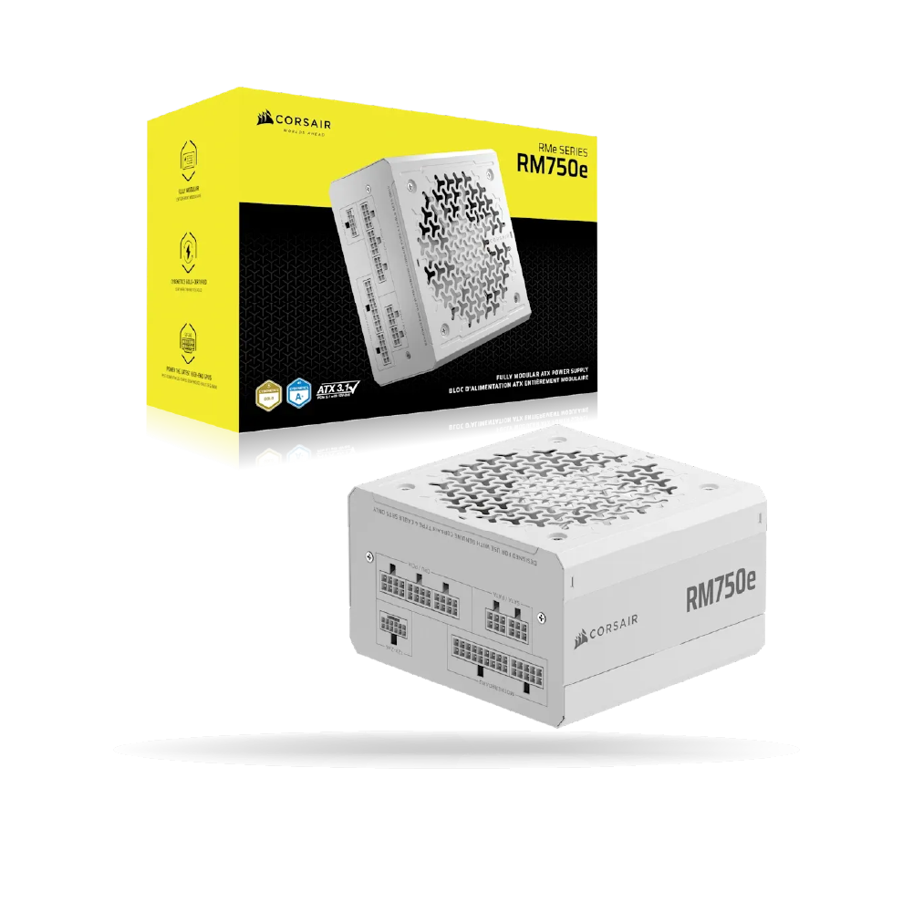 Fuente de poder Corsair RM750E 750W Blanco, ATX 3.1, Cybenetics Platinum, Full Modular | CP-9020292-NA