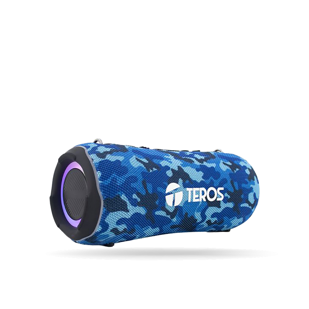 Parlante TEROS TE-6046BM Bluetooth, Luz LED, Color Azul Militar, 40W