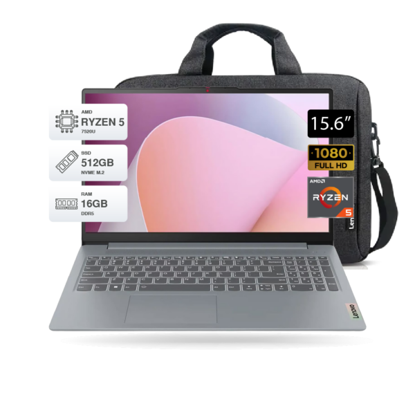 Laptop Lenovo IPS3 15AMN8 RYZEN 5 7520U 15.6 16GB DDR5 SSD 512GB FreeDOS+Maletin 82XQ00N6LM 13 Laptop Lenovo IPS3 15AMN8 RYZEN 5 7520U 15.6 16GB DDR5 SSD 512GB FreeDOS+Maletin 82XQ00N6LM