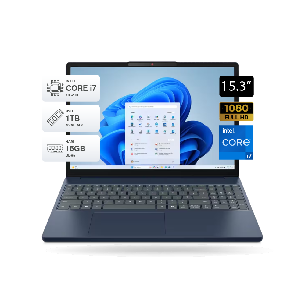 Laptop Lenovo IPS3 15IRH10 15.3 Core i7 13620H 16GB DDR5 1TB FreeDOS Azul