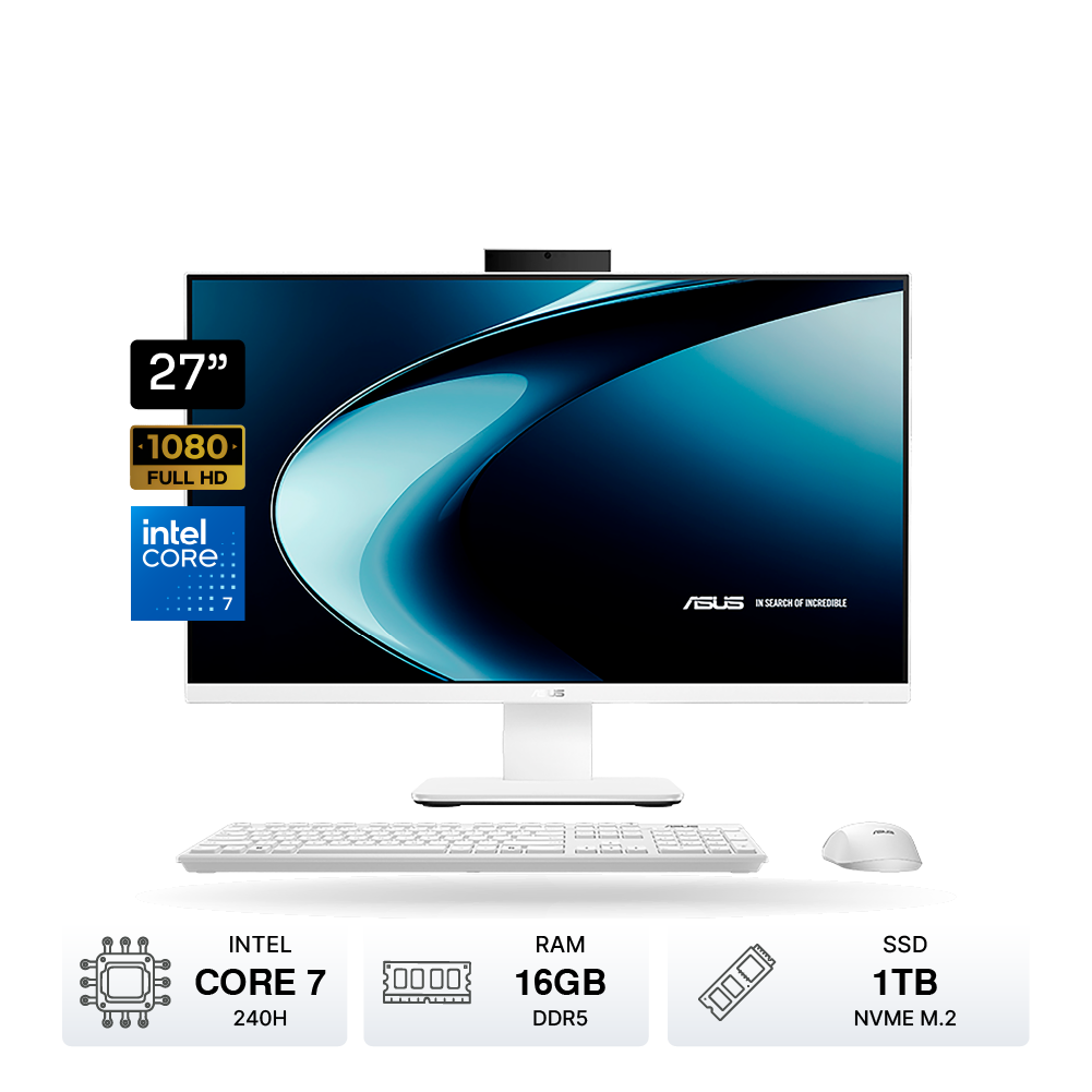 PC AIO ASUS P470VAK 27 Core 7 240H 16GB DDR5 SSD 1TB FreeDos Blanco. 90PT03W7 M02F80