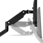 Rack Koreano Fijo Pivotable para 3 monitores 12" a 32" hasta 7kg, 1x Brazo Fijo y 2x Brazo Articulado, Acero Inoxidable, Negro | GMK53-36UB