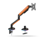 Rack Koreano Mecanico Pivotable de escritorio para Monitor 17 A 32 Pulgadas, Base RGB, Negro/Naranja | KE-C012L